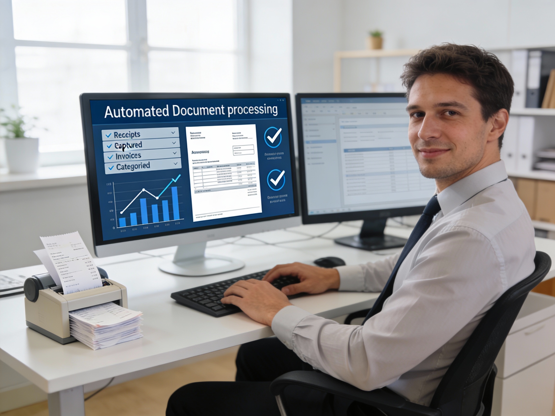 Accountant using automated document processing system