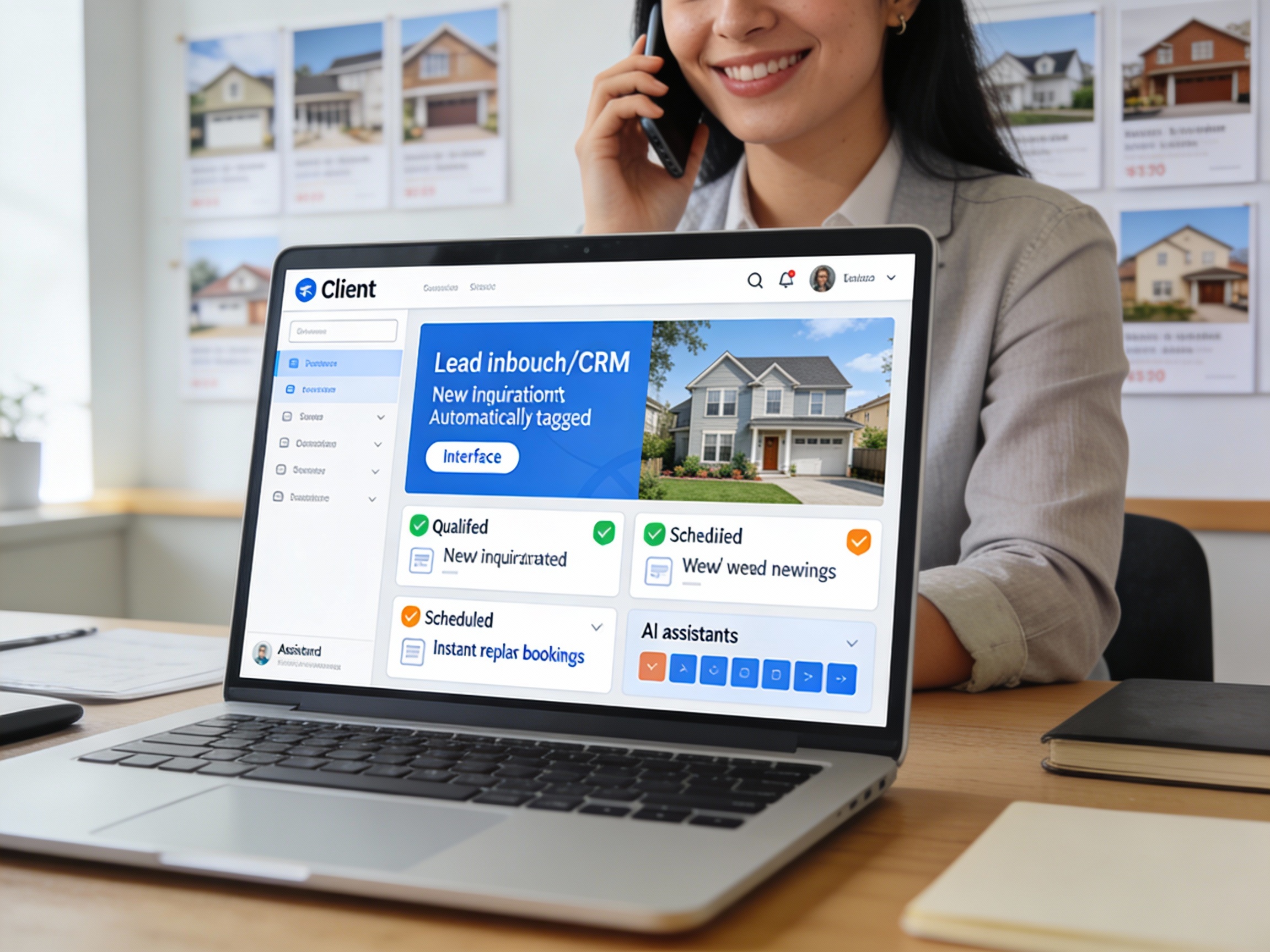 Real estate agent using CRM automation system